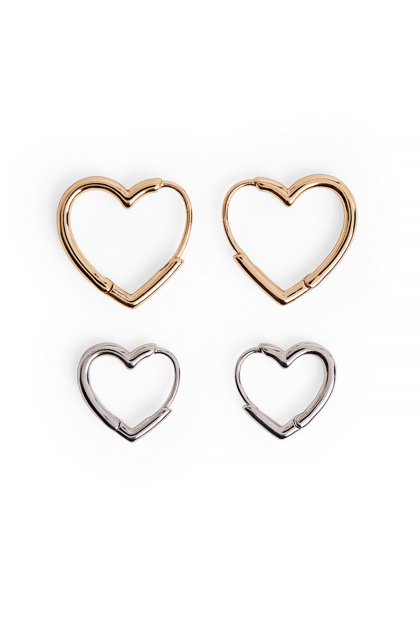 Silver/Gold 2-pack Small Heart Hoops