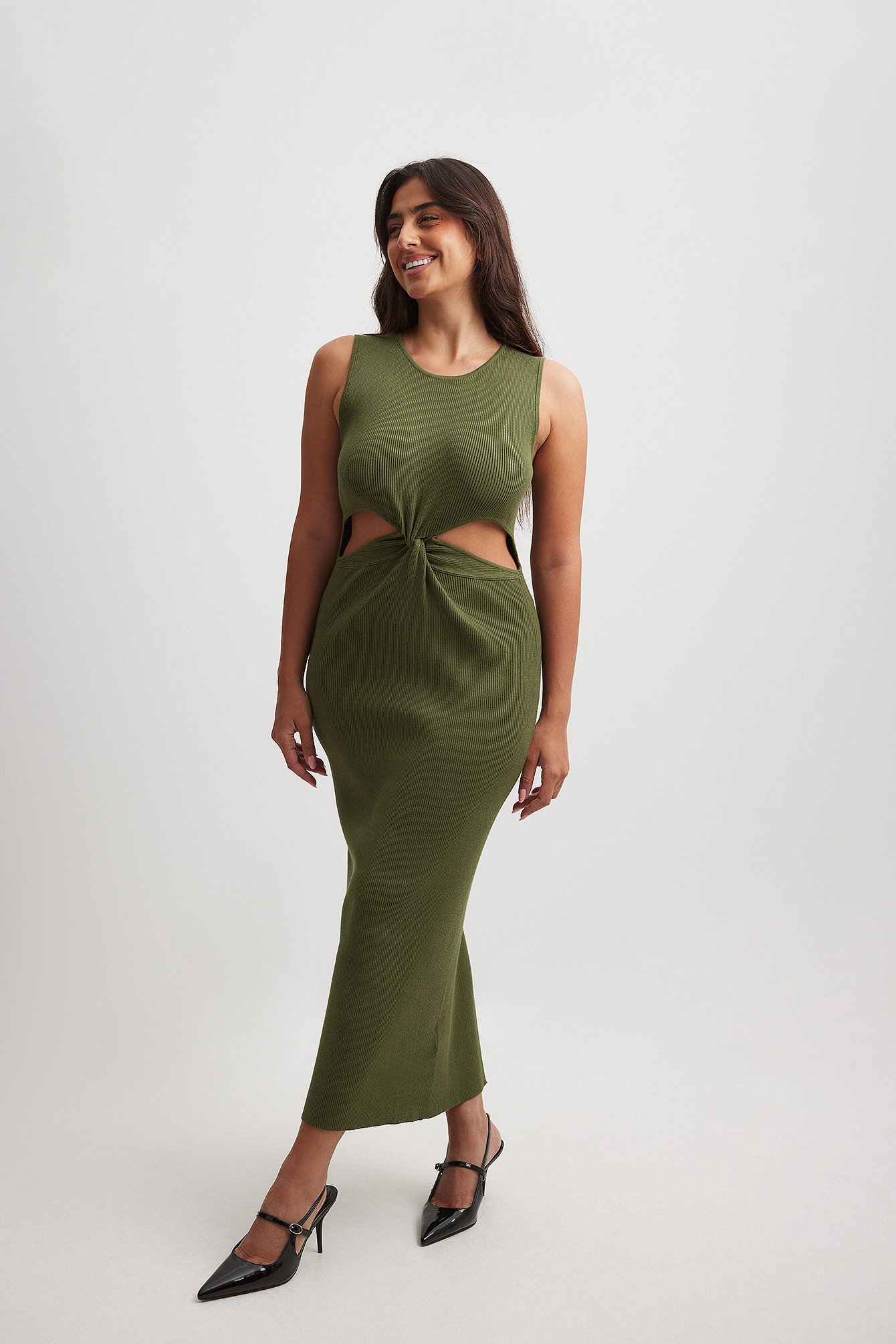 Knitted Cut Out Midi Dress
