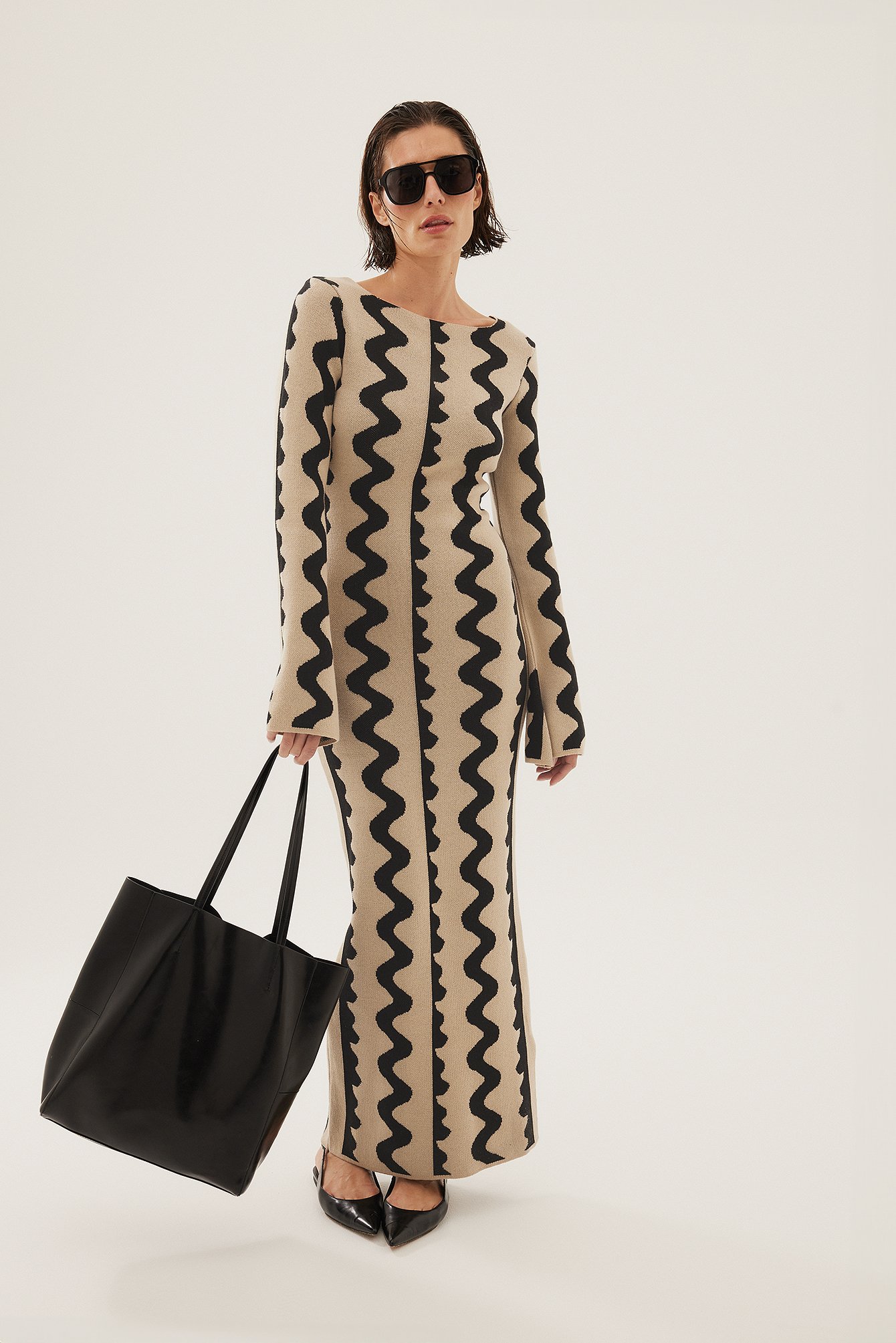 Wide Sleeve Knitted Maxi Dress
