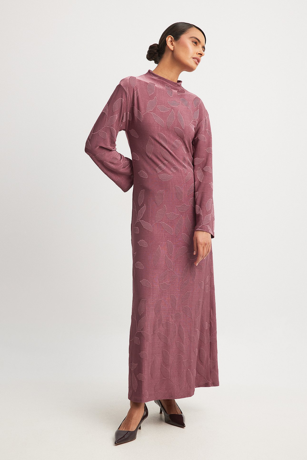 Purple Flowy Patterned Maxi Dress