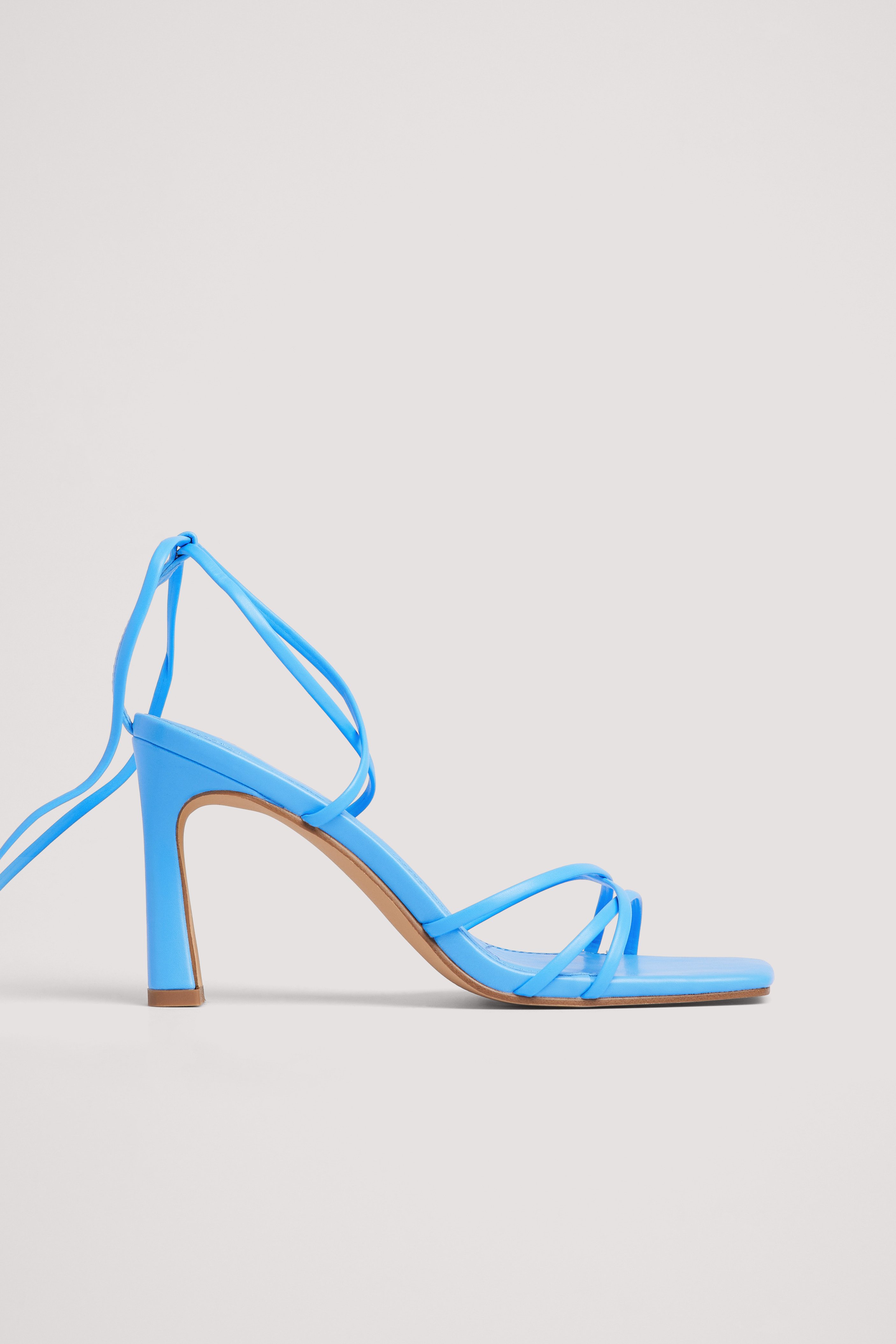 Blue Squared Toe Strappy Heels